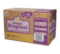 Pannolini Pampers Progressi tg 2 MINI (3-6kg) 112 pz Pacco scorta