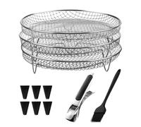 Pannolino aria accessori rack-accessori per patatine fritte ad aria calda a 3 passaggi per stufe | Cestello per friggere ad aria calda per forno, cestello grill in acciaio inox, cestino antiaderente