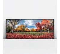 Panorama autunnale tela di canapa arte della parete grande autunno natura murale colorato foresta stampe opera d'arte poster pittura per corridoio decor 50x126cm con cornice nera