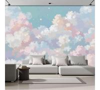 Panorama Carta Da Parati Blu E Rosa Dipinto Ad Olio Sognante 200x140cm Decorazione Da Muro Xxl Poster Gigante Design Cameretta Nuvole Nel Cielo Effetto 3D Per Soggiorno,Camera Da Letto,Sfondo Tv
