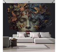 Panorama Carta Da Parati Farfalla Ritratto Con Segmentazione Facciale 250x175cm, Tessuto Di Seta Carta Parati Arte Del Realismo Oscuro, Fotomurale Moderna Decor Da Parete per Camera Da Letto Soggiorno