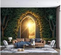 Panorama Carta Da Parati Giallo La Luce Della Salvezza Fuori Dalla Porta 200x140cm Decorazione Da Muro Xxl Poster Gigante Design Cameretta Arte Fantasy Effetto 3D Per Soggiorno,Camera Da Letto