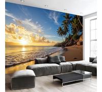 Panorama Carta Da Parati Murale 150 X 105 Cm, Parati Murali Tramonto Sulla Spiaggia Tropicale, Murales Paesaggio All'Orizzonte, Poster Con Effetto 3D Decorazione Soggiorno Camera Letto Sala