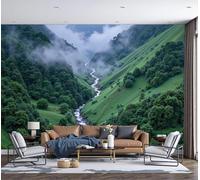 Panorama Carta Da Parati Verde Nuvole E Nebbia Nella Foresta Della Valle 250x175cm Decorazione Da Muro Xxl Poster Gigante Design Cameretta Scenario Naturale Effetto 3D Per Soggiorno,Camera Da Letto