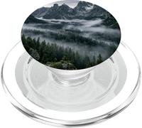 Panorama delle montagne della valle della foresta nebbiosa delle cime PopSockets PopGrip per MagSafe