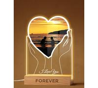 Panorama Lampada Personalizzata Cuore delle Mani - 15x22 cm - Quadro Foto LED Comodino - Luce Notturna da Presa Tavolo USB - Decorazioni Casa - Regali San Valentino per lui, Donna, Compleanno.