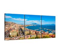 Panorama Napoli Vesuvio Quadri su tela con telaio in legno 3 pezzi