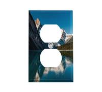 Panorama of The Lake Louise Mountains, piastra interruttore in acciaio inox resistente, copertura per presa elettrica, infrangibile, bordo moderno, piastre decorative duplex da parete per camera da