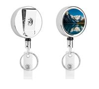 Panorama of The Lake Louise Mountains, porta badge retrattile con robusta clip a coccodrillo, portachiavi per infermieri, insegnanti, ufficio, lavoro, donne, regalo