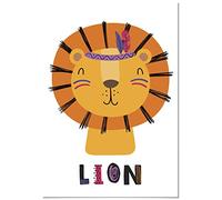 Panorama Poster per Cameretta del Bambini Animali Leone 50x70cm - Stampato su Carta 250 gr - Quadri Cameretta Neonati
