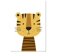 Panorama Quadro su Tela Canvas Cameretta del Bambini Tigre 35x50cm - Telaio in Legno Incluso - Stampe da Parete Bambini