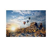 Panorama Quadro su Tela,Cappadocia Alba Mongolfiere Paesaggio,Stampe su tela di Edifici,Quadri su tela della Città per la decorazione del soggiorno 80x120cm(32x48in) Senza Cornice