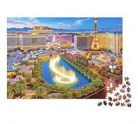 Panorama Urbano Fontana Puzzle 1000 Pezzi Carta per Adulti Luci Notturne Gioco di Puzzle 1000 Pezzi Relax Concentrazione Arredo Regalo 38x26cm/1000pcs