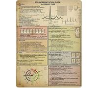 Panoramica sulla conoscenza dell'ECG, cartelli in metallo, guida all'interpretazione dell'ECG per poster di assistenza primaria, guida di riferimento per ufficio, decorazione da parete per casa, clini