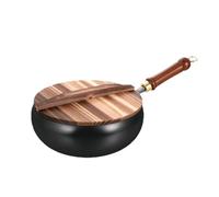 Panoute non stick - Fry con manico in legno | Pan di ferro a mano con manico in legno | Utensili da cucina a induzione a fondo resistente al calore, nessun utensile da cucina di rivestimento