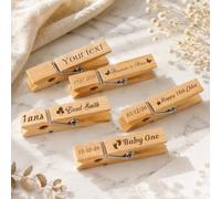 PANPANZZ 20 Mollette in Legno con Incisione Personalizzata, Mollette in Legno Personalizzate per Matrimoni, Addii al Nubilato E Feste di Compleanno, Decorazioni per Feste