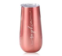 PANPANZZ Bicchiere Da Champagne Personalizzato, Bicchiere Da Vino In Acciaio Inossidabile Termico Da 180 Ml, Regalo Personalizzato Per La Proposta Alle Damigelle D'onore, Bomboniere(Dark Pink)