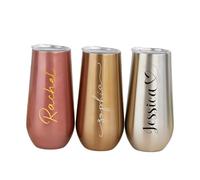 PANPANZZ Bicchiere Da Champagne Personalizzato Con Coperchio, Bicchiere Da Vino In Acciaio Inossidabile Termico Da 170 Ml, Regali Personalizzati Per Le Damigelle D'onore Per L'addio Al Nubilato