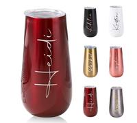 PANPANZZ Bicchiere Da Champagne Personalizzato Da 180 Ml, Bicchiere Da Vino Termico Da Viaggio Per Il Weekend Di Addio Al Nubilato, Flûte Senza Stelo In Acciaio Inossidabile Per Feste In Piscina(Red)