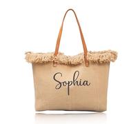 PANPANZZ Borsa Da Spiaggia Personalizzata Per Addio Al Nubilato, Borsa Tote Con Nome Ricamato Su Misura Per Matrimoni In Località Esotiche, Borse Da Piscina In Tela Con Frange Per Viaggi Tra Amiche
