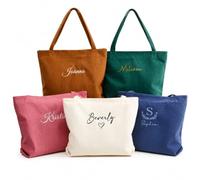 PANPANZZ Borsa Tote Grande In Velluto A Coste Personalizzata Con Tasche Interne, Borse A Tracolla Per Laptop Ricamate Su Misura Con Cerniera, Borsa Da Lavoro Elegante Per Donna