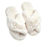 PANPANZZ Pantofole Morbide Personalizzate Con Scritte Glitterate - Ciabatte Personalizzate In Pelliccia Sintetica Con Fascia Incrociata - Scarpe Open Toe Come Regalo Per Le Damigelle D'onore