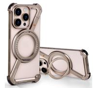 PANPHEN Custodia minimalista compatibile con iPhone 16 Pro Max, rotazione a 360° Cavalletto in alluminio metallo senza cornice Design Bumper Z Case, guscio protettivo per gli urti, titanio deserto