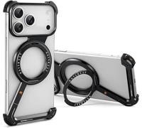 PANPHEN Custodia minimalista compatibile con iPhone 17 Pro Max, rotazione a 360°, cavalletto in alluminio e metallo, design senza cornice, guscio protettivo per gli urti, nero