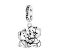 PANPOKI Charms Animali in Argento 925 - Panda, Cane, Gatto, Elefante, Farfalla, Libellula | Ciondoli Compatibili con Pando per Bracciali e Collane | Confezione: Sacchettino in Velluto + Panno Pulizia