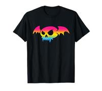 Pansexual Bat Vampire Skull Pan Pride Flag Goth Halloween Maglietta