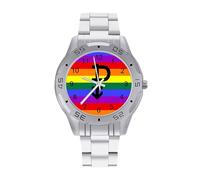 Pansexual Flag LGBT Pride Orologi da uomo in acciaio inox cinturino analogico al quarzo orologio da polso business, Stile:, regular