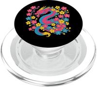 Pansexual Japanese Dragon Pan Pride Flag Colors Floral PopSockets PopGrip per MagSafe