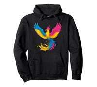Pansexual Phoenix Bird Pan Pride Flag Rising From Ashes Felpa con Cappuccio