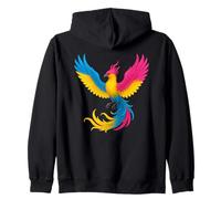 Pansexual Phoenix Bird Pan Pride Flag Rising From Ashes Felpa con Cappuccio