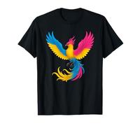 Pansexual Phoenix Bird Pan Pride Flag Rising From Ashes Maglietta