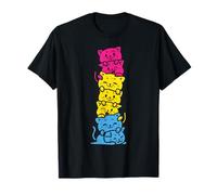 Pansexual Pride Cat Stack Cute Pan Flag LGBT Animal Gift Maglietta