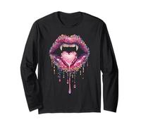 Pansexual Vampire Lips Fangs Pan Pride Heart Halloween Maglia a Manica