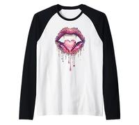 Pansexual Vampire Lips Fangs Pan Pride Heart Halloween Maglia con Maniche Raglan