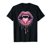 Pansexual Vampire Lips Fangs Pan Pride Heart Halloween Maglietta