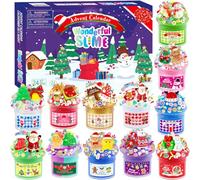 PANSHAN Calendario dell'Avvento 2025 per conto alla rovescia di Natale, 24 giorni di divertimento con slime di cristallo, giocattoli antistress e bomboniere, set emozionante per bambini dai 3 anni in
