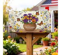 Pansy - Coperture magnetiche per cassetta delle lettere del pensiero, copertura per cassetta delle lettere in stile rustico, con farfalla, libellula, viola, per esterni, decorazione da giardino, 53 x