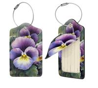 Pansy Perfection Etichette per bagagli 1 per valigie impermeabili in pelle etichette per valigie con copertura per la privacy, etichetta identificativa con nome e anello in metallo, etichette per