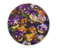 Pansy Perfection - Mini tagliere rotondo in vetro temperato per cucina, per tagliare pizza, carne, frutta (20 cm)