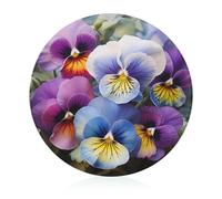 Pansy Perfection - Mini tagliere rotondo in vetro temperato per cucina, per tagliare pizza, carne, frutta (20 cm)
