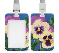 Pansy Perfection - Porta badge con cordino rimovibile, design impermeabile, per ufficio, posto di lavoro