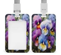 Pansy Perfection Porta badge trasparente con cordino staccabile Custodia verticale in plastica rigida protegge carte d'identità da lavoro e carte di credito per ufficio fabbrica