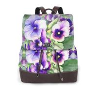 Pansy Perfection Stampa Donne Zaino Impermeabile Antifurto Leggero Pu Moda Pelle Nylon Scuola Borsa A Tracolla Zaino Da Viaggio, Nero , Taglia unica