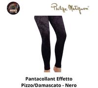 Pantacollant Effetto Pizzo Damascato Nero + Blu, PANTA DAMAS Philippe Matignon