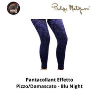 Pantacollant Effetto Pizzo Damascato Nero + Blu, PANTA DAMAS Philippe Matignon