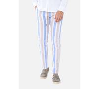 Pantalaccio Uomo Lino Cotone Pantaloni Estivi Righe Colorate con Laccio in Vita